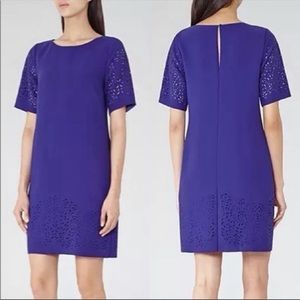 Reiss Smiler Laser Cut Blue Shift Dress